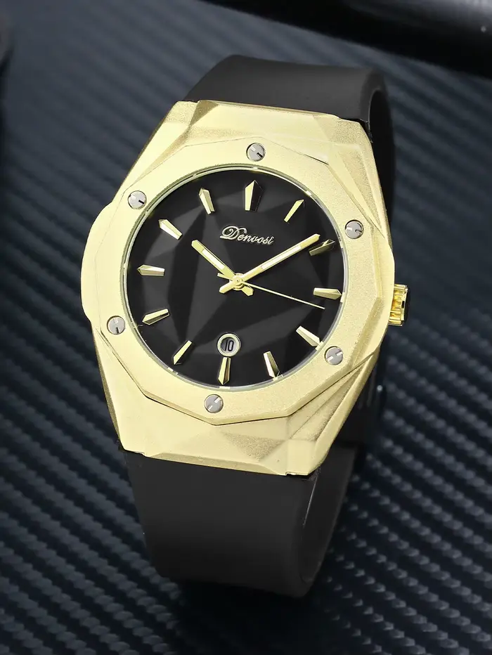 Montre pour homme Denvosi - Boîtier haut de gamme avec lunette à découpe diamantée