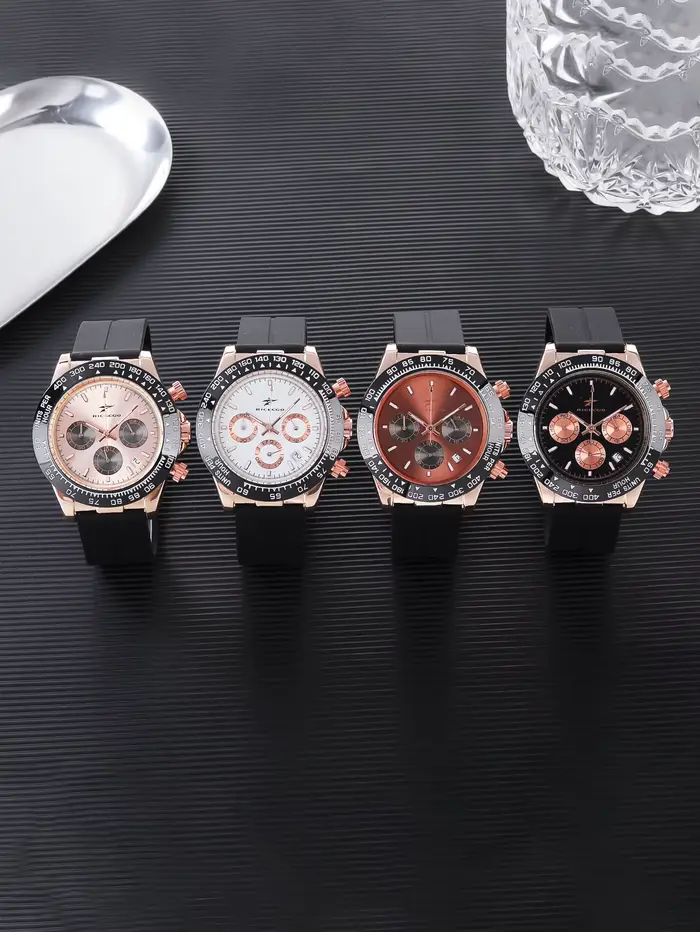 Ricecgo Montre pour homme haut de gamme à trois yeux et six broches