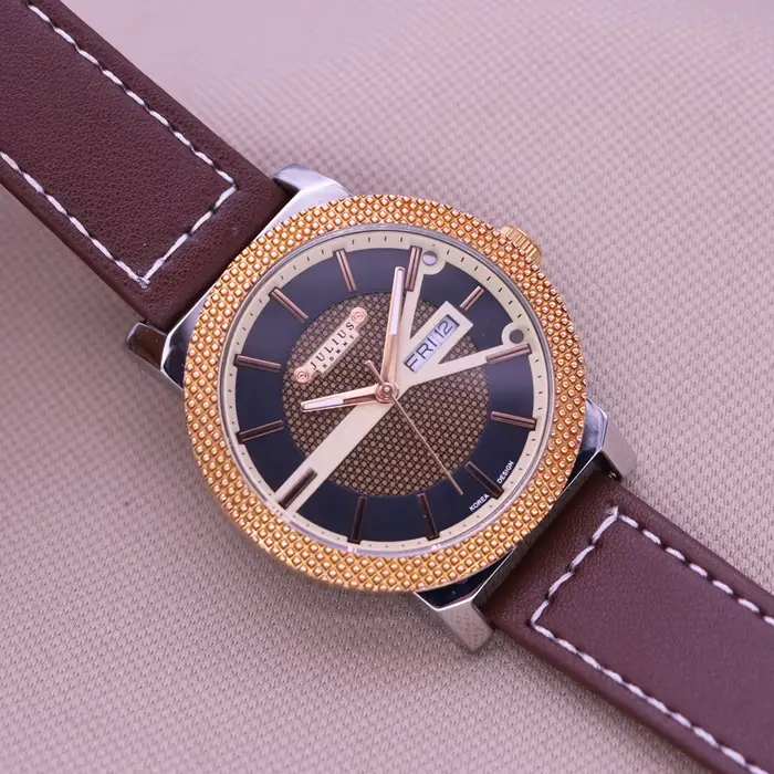 SOLDES ! Montre Julius pour homme, date automatique, semaine, quartz, cuir véritable, cadeau pour pe