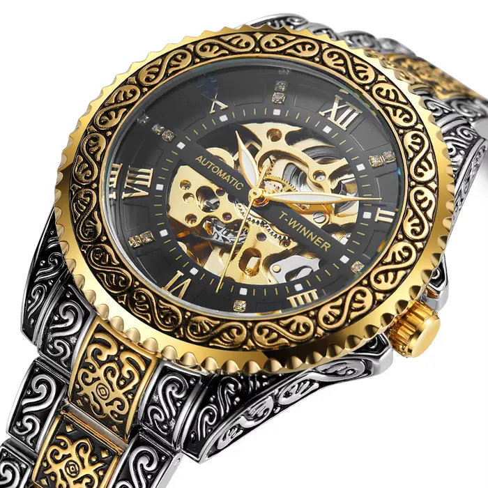 WINNER Montre mécanique squelette rétro royale pour homme